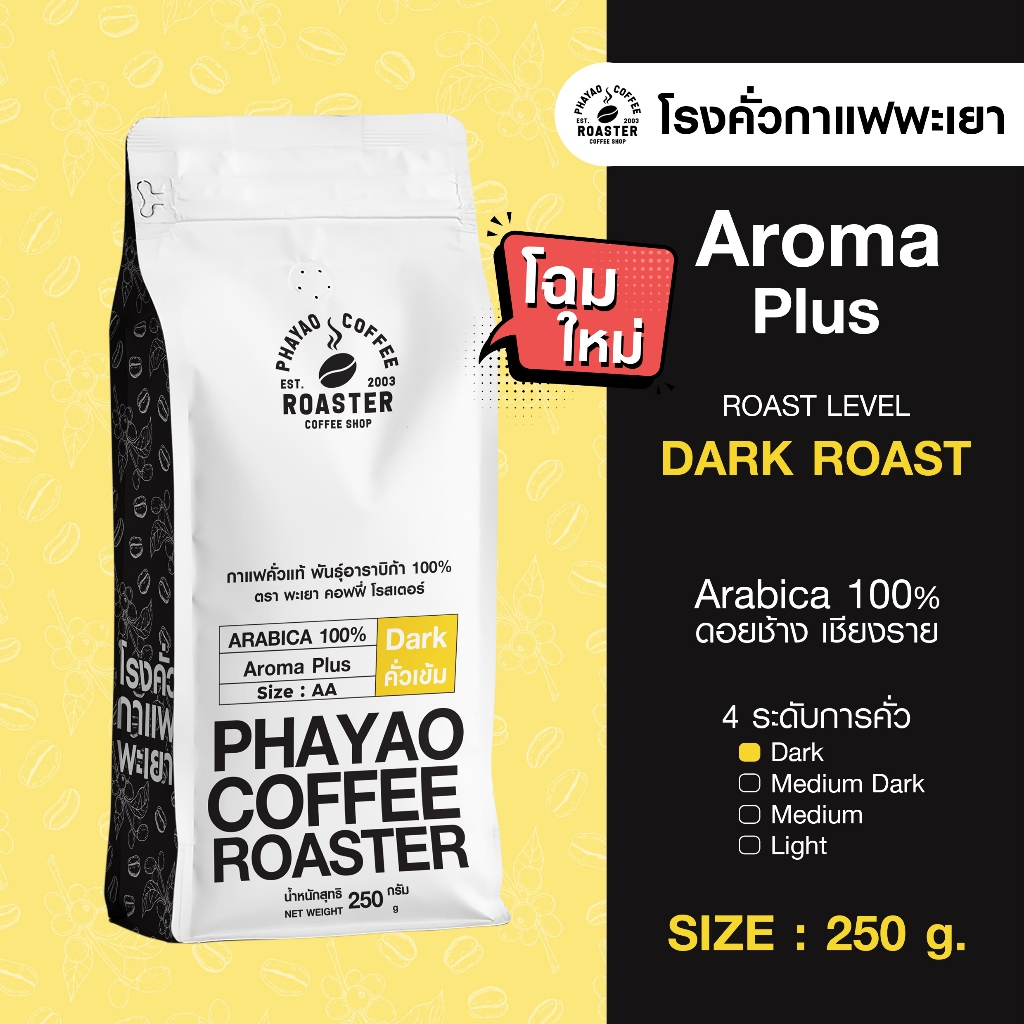 เมล็ดกาแฟคั่ว อาราบิก้า 100% ขนาด 250 กรัม (Size AA)