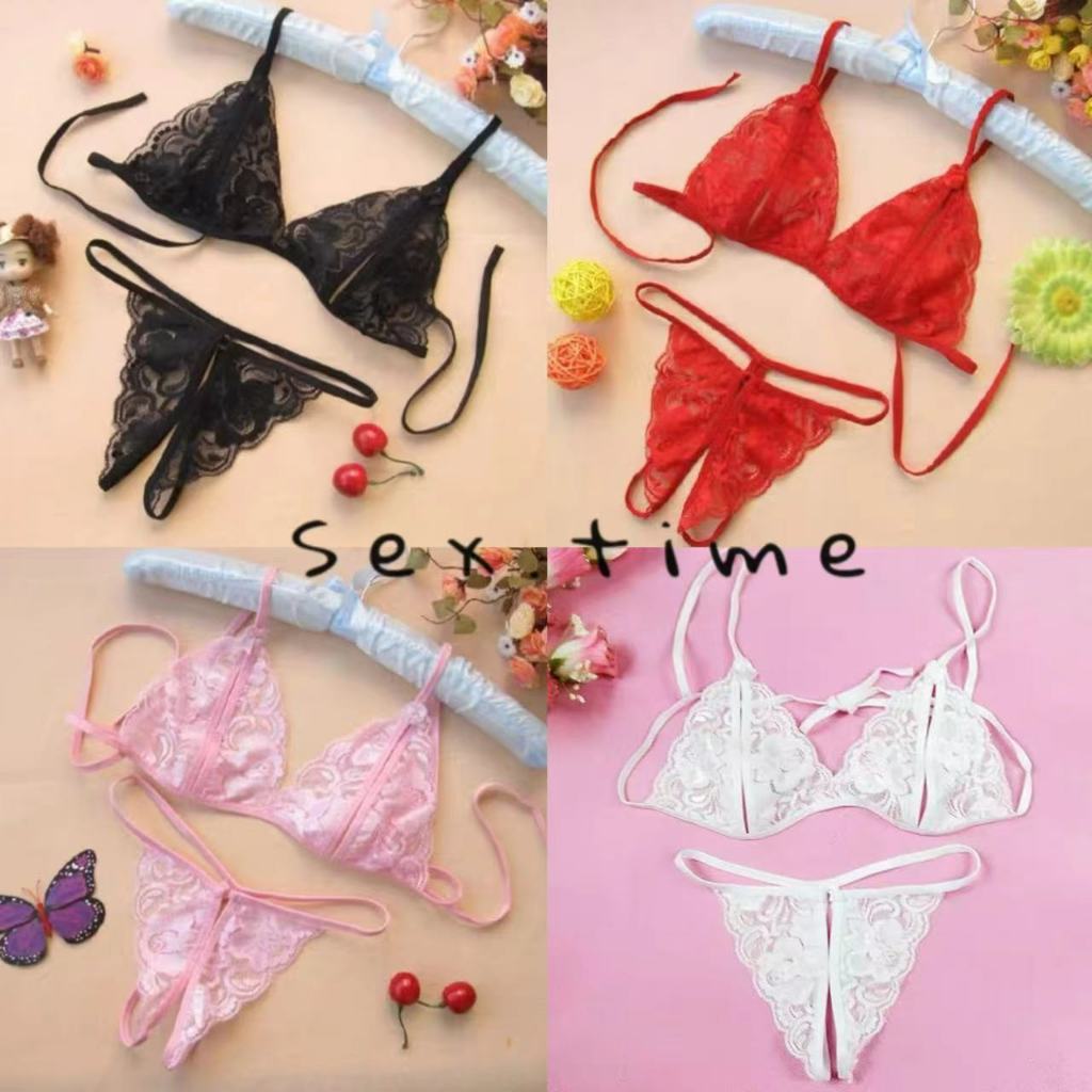💚Sex time💜ชุดนอนลูกไม้เซ็กซี่ ชุดสองชิ้น ชุดชั้นใน ชุดนอนไม่นอน 🚚พร้อมส่งในไทย （4สี）H3018