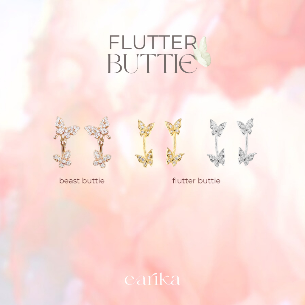 earika.earrings - flutter buttie collection รวมต่างหูผีเสื้อคู่เพชรเงินแท้ ผิวแพ้ง่ายใส่ได้