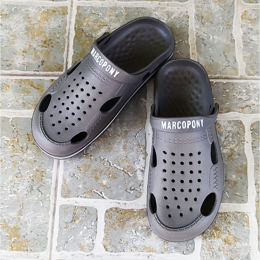 รองเท้าสวมหัวโต เปิดส้น น้ำหนักเบา ใส่สบายไม่อับชื้น ส่งฟรี ยี่ห้อ Marcopony แตะหัวโต MP9251 สีเทา