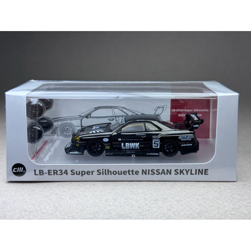 🔹LB-ER34 Super Silhouette Nissan Skyline ER06 Scale 1:64 ยี่ห้อ CM Model