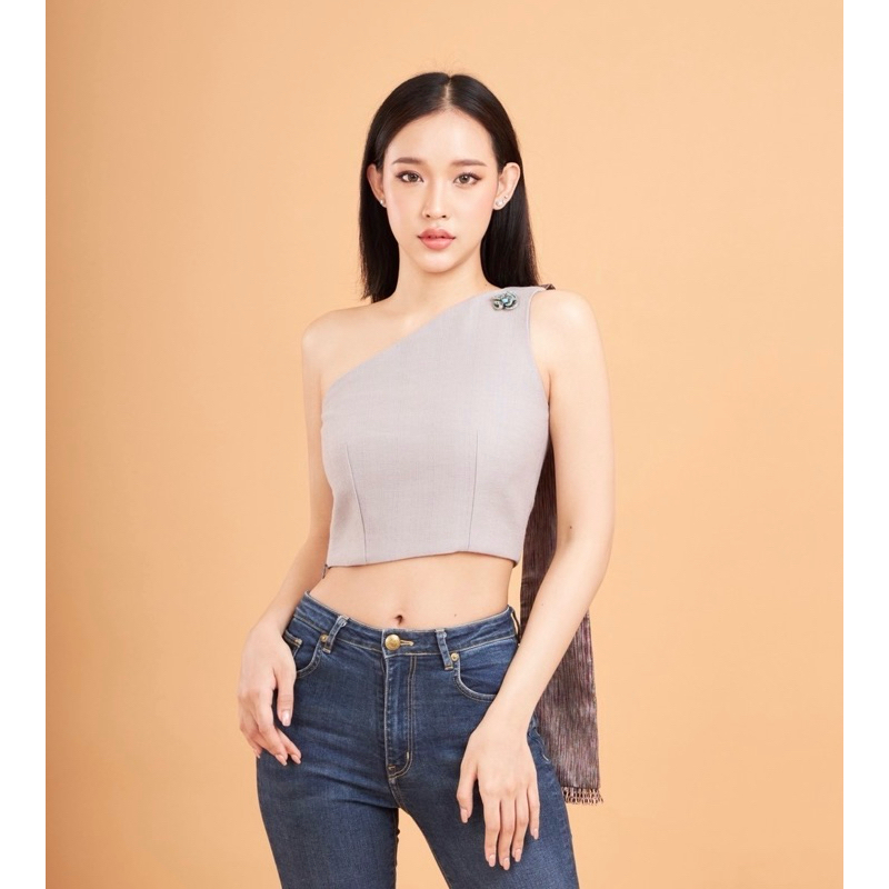 เสื้อสไบผ้าไหมมัดหมี่ทอมือ 🇹🇭 สีเทา