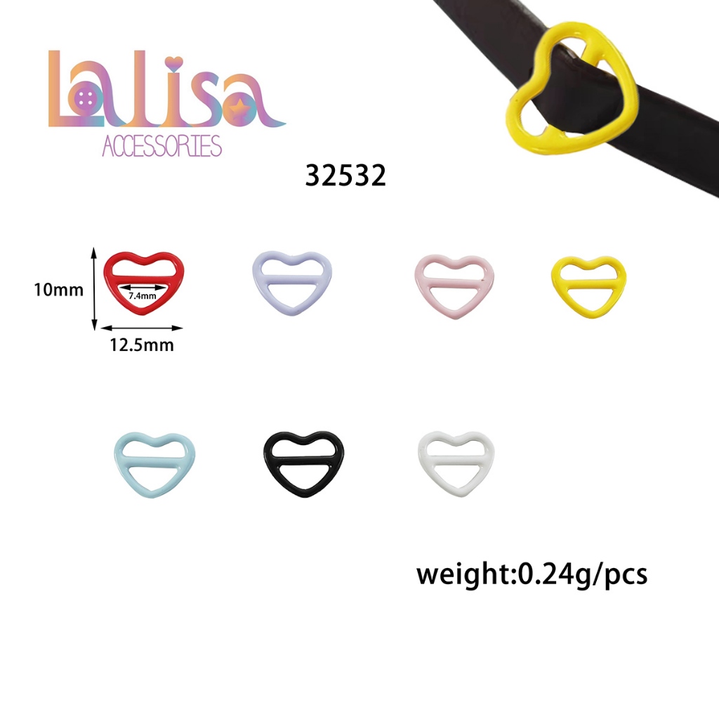 ห่วงตะขอปรับสาย รูปทรงหัวใจ สายรัดชุดชั้นในอะไหล่ตกแต่งเสื้อผ้า DIY Iron buckle (D-2-A2,32532)