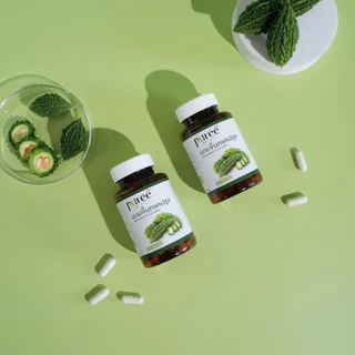 Puree Herb มะระขี้นก แคปซูล ภูรี เฮิร์บ Bitter Melon Capsule pu เบา มือ ชา มะระ 1 ขวด 100 เม็ด