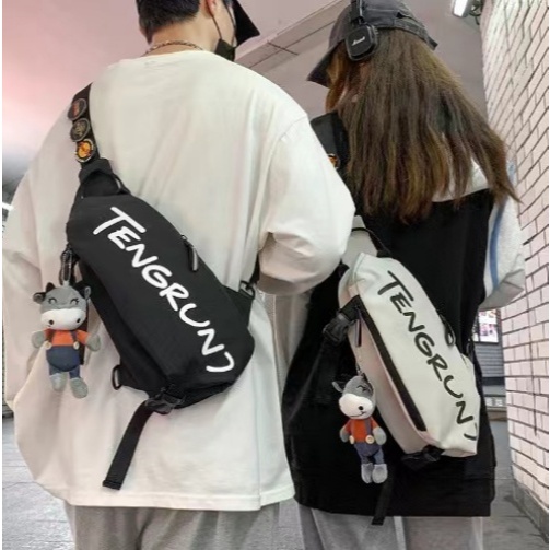 กระเป๋าคาดอกแนวทแยงกันน้ำอินเทรนด์สำหรับผู้ชายและผู้หญิงกระเป๋าสะพายไหล่กลางแจ้งสไตล์