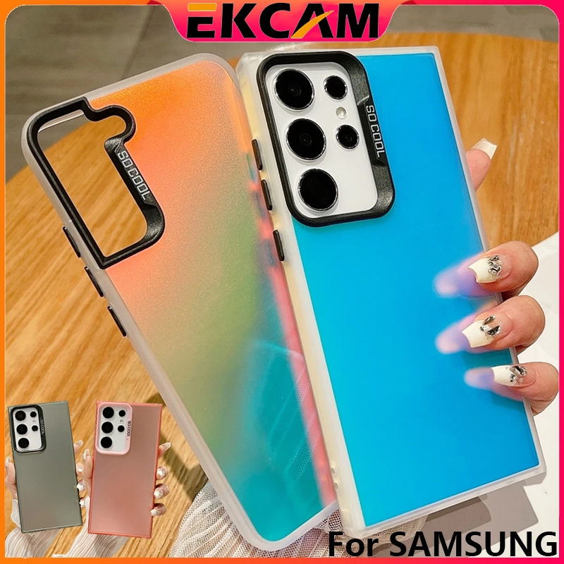 Ekcam เคสกันกล้อง S21 S22 S23 S24 FE Plus Ultra for Samsung Galaxy ผิวมันวาว TPU เคส Phone Case 5G เคสมือถือส่งจากไทย