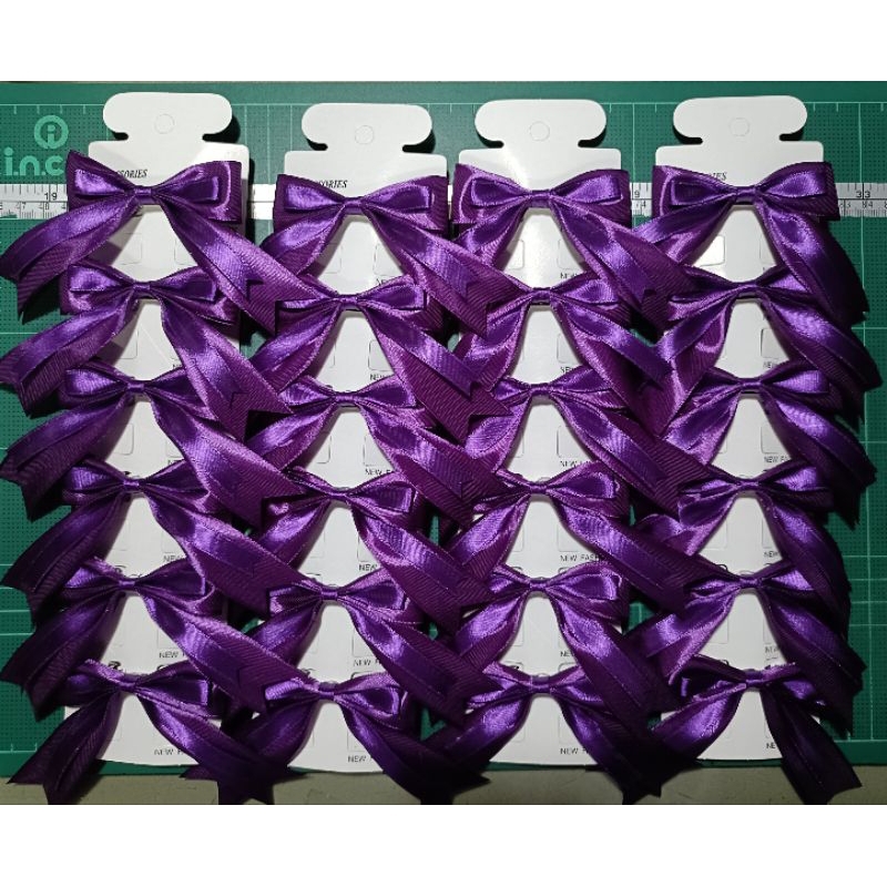 โบว์นักเรียนสีม่วง2ชั้นแบบทึบ 1" จำนวน 1 แพ็ค 3คู่
