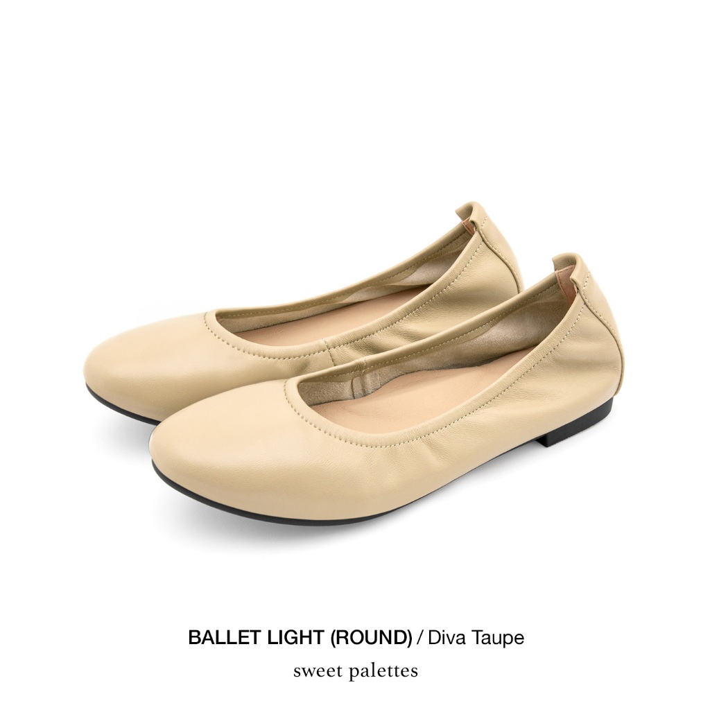 Sweet Palettes รองเท้าหนังแกะ Ballet Round Diva Taupe