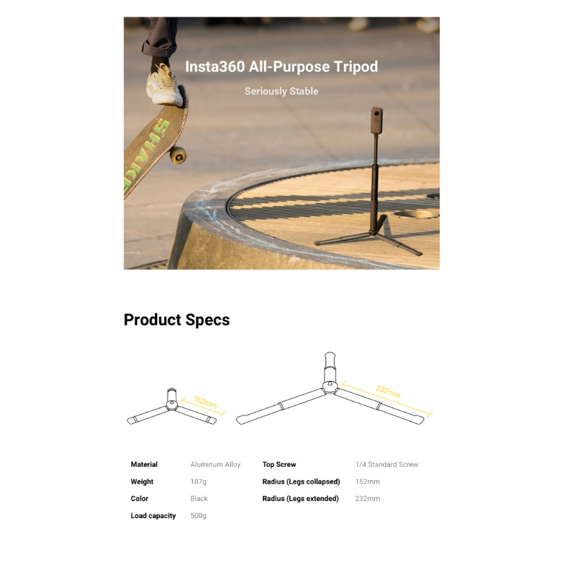 Insta360 All-Purpose Tripod รับประกันศูนย์ไทย 1 ปี