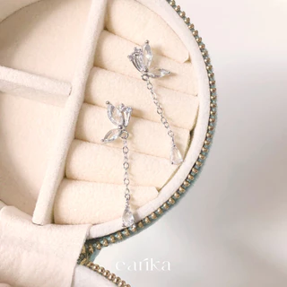 earika.earrings - butterfly kisses collection ต่างหูผีเสื้อห้อยประดับเพชรก้านเงินแท้ชุบทองคำขาว/ทอง ผิวแพ้ง่ายใส่ได้