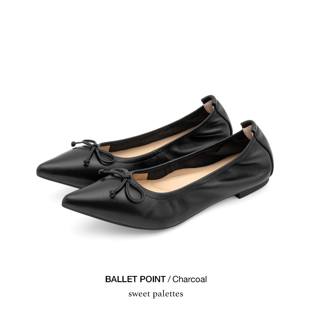 Sweet Palettes รองเท้าหนังแกะ Ballet Point Charcoal