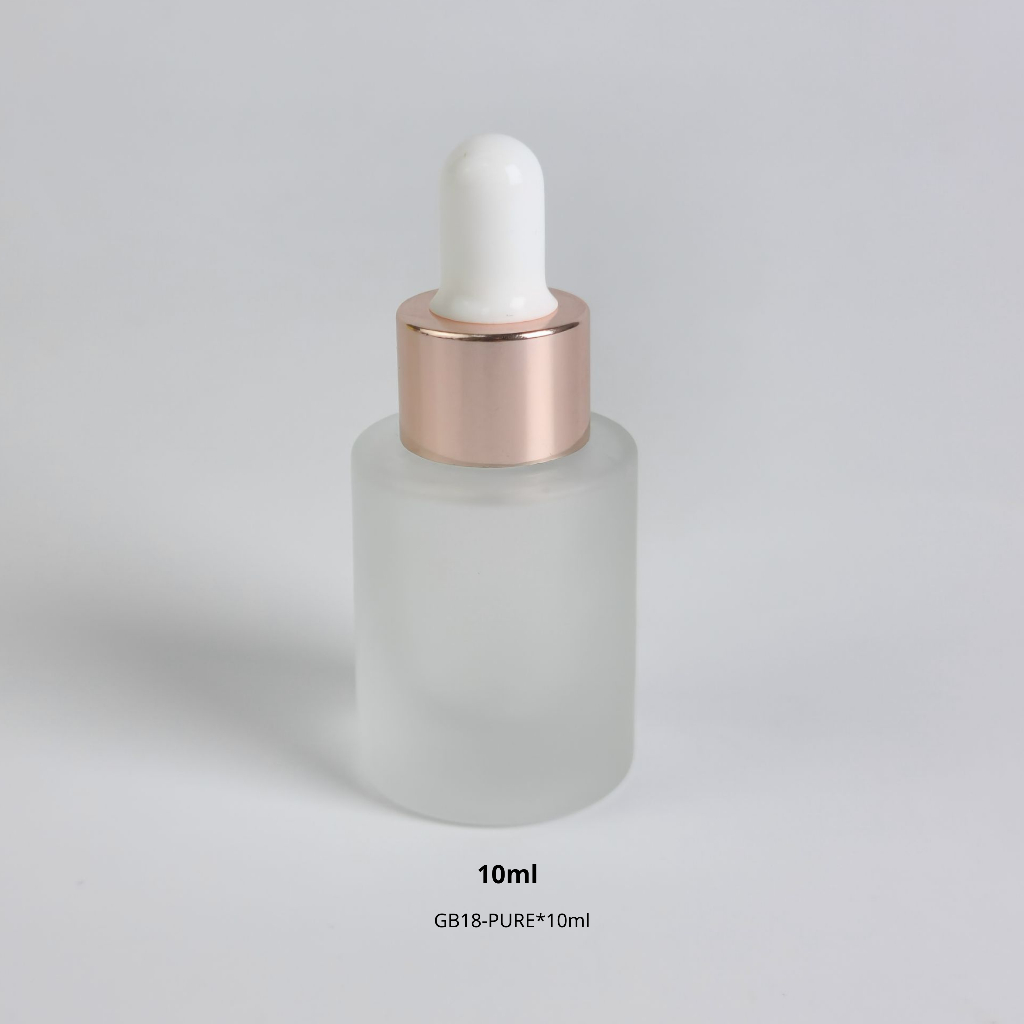 30ml 15ml 10ml ขวดแก้วพร้อมดรอปเปอร์ (ฝาสีชมพูพิงค์โกล์ จุกขาว) แพ็กเกจเครื่องสำอางสำหรับบรรจุเซรั่ม น้ำมันหอมระเหย