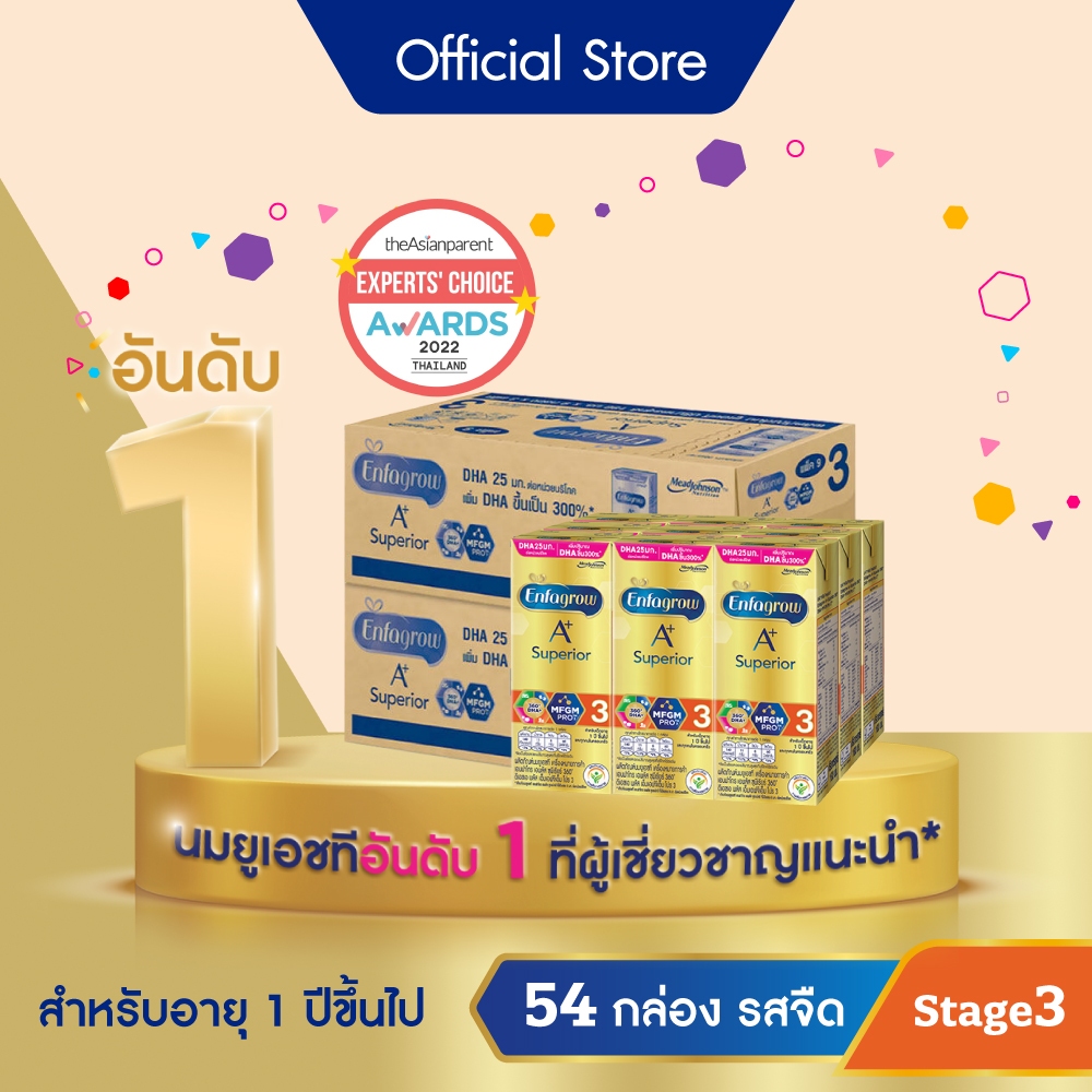 นมกล่อง เอนฟาโกร ยูเอชที ซุพีเรียร์ สูตร3 (27 กล่อง) x2 ลัง Enfagrow UHT Superior Stage3 (27 boxes) x2