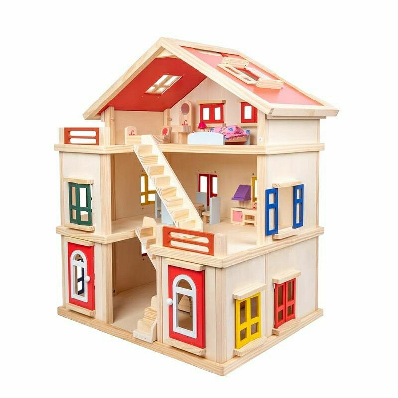 ชุดบ้านไม้เด็ก แบบบ้านไม้จำลอง บ้านตุ๊กตา พร้อมเฟอร์นิเจอร์ [pre-order]