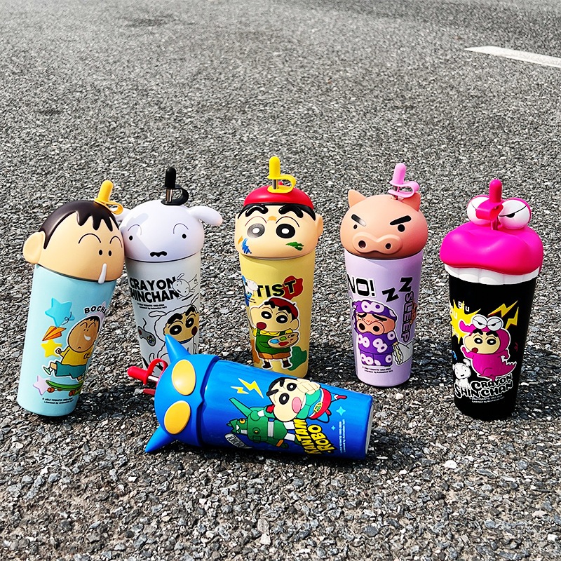 จัดส่งกรุงเทพฯ ใหม่ 2024 แก้วเก็บความเย็น ชินจัง สแตนเลส304 600ml  ลายการ์ตูนชินจังน่ารัก พร้อมหลอดดูด พกพาง่าย แก้วเด็ก