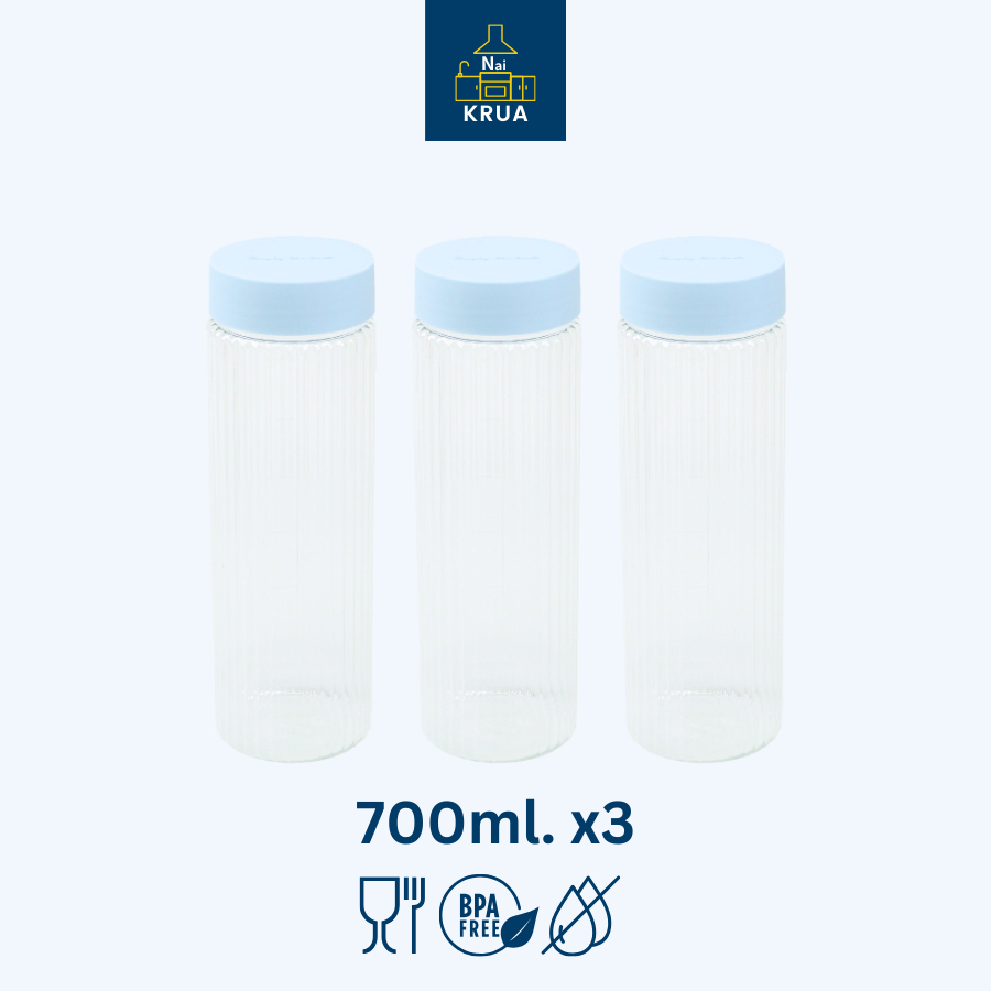Naikrua ขวดน้ำพลาสติก 3 ชิ้น ความจุ 700 มล. BPA free วางนอนได้ ขวดน้ำ Water Bottle