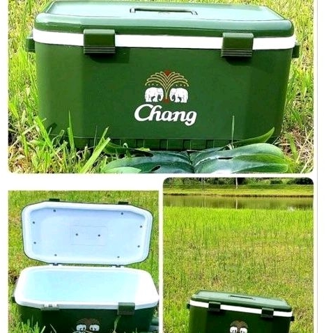 กระติกน้ำแข็ง(Chang) ช้าง 18ลิตร เก็บเย็นนาน สีเขียวสด (มีรูระบายน้ำทิ้ง)