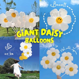 🎈 ลูกโป่งเดซี่ หน้ายิ้ม สีขาว มี 3 ขนาด เล็ก กลาง ใหญ่ [ร้านไทย]🎈