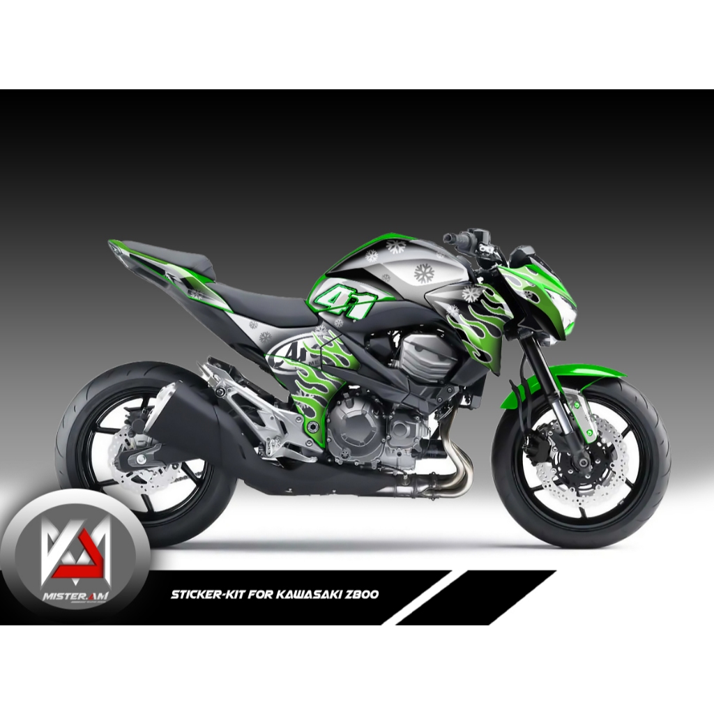 (Mr.AM) ชุดสติ๊กเกอร์ [เกรด Premium] Kawasaki Z800 (ARAI NO.41)