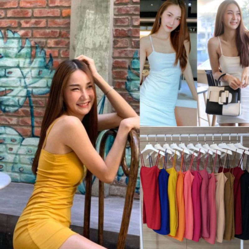 เดรสสายเดี่ยวเสริมฟองน้ำผ้า ity