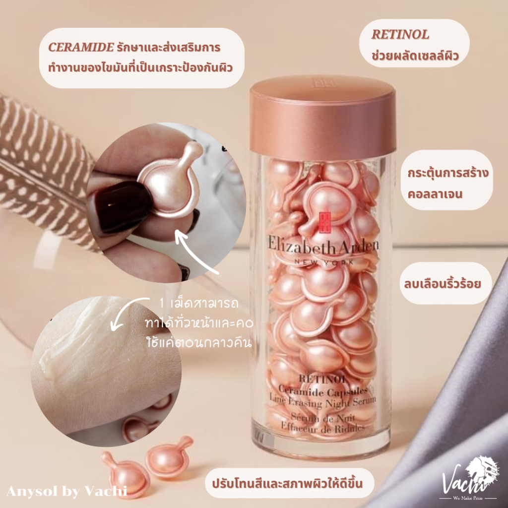 **ของแท้*พร้อมส่ง**ELIZABETH ARDEN Retinol Ceramide Capsules Line Erasing Night Serum  (7แคปซูล)