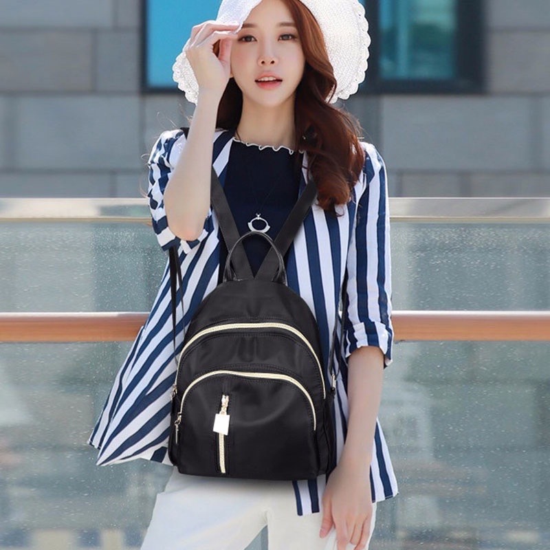 (พร้อมส่ง)CRJ189กระเป๋าสะพายไหล่ กระเป๋าเป้สะพายหลัง สีดํา น่ารัก สําหรับผู้หญิง