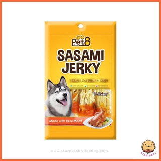 Pet8 ขนมสุนัขแสนอร่อย Sasami Jerky ขนมหมาแสนอร่อย สันในไก่หลากรสชาติ ขนาด 50g (JJ01-14)
