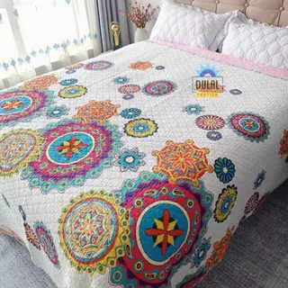 ผ้าคลุมเตียงหนา Bedspread ผ้าคอตตอนผสม 5/ 6ฟุต คลุมกันเปื้อนสัตว์เลี้ยง กันขนแมวสุนัข รองที่นอนได้ ชุดเครื่องนอน ส่งไว