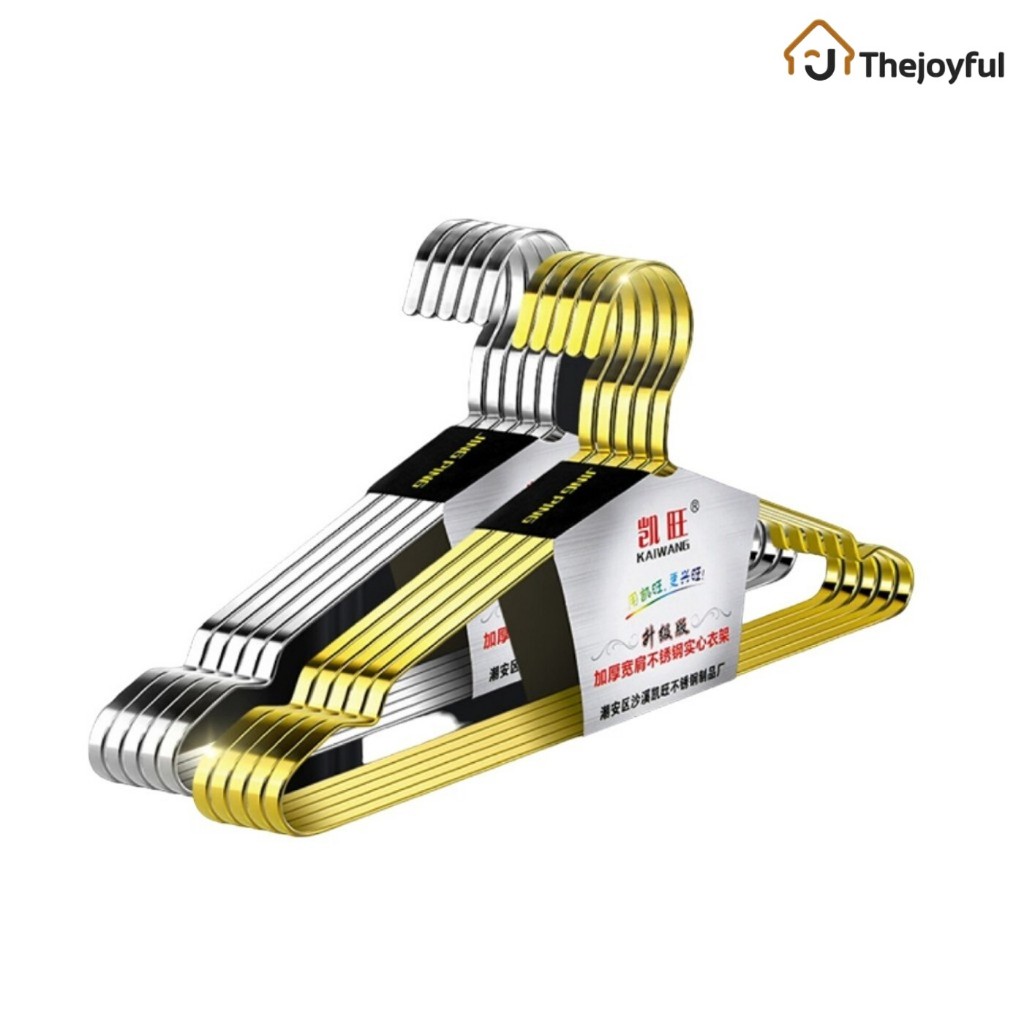 Thejoyful ไม้แขวนเสื้อ hanger ไม้แขวนชุด สแตนเลส คุณภาพดี แข็งแรง กันสนิม รับน้ำหนัก 10 กก. ขึ้นไป แพ็ค 5 ชิ้น มี 2 สี