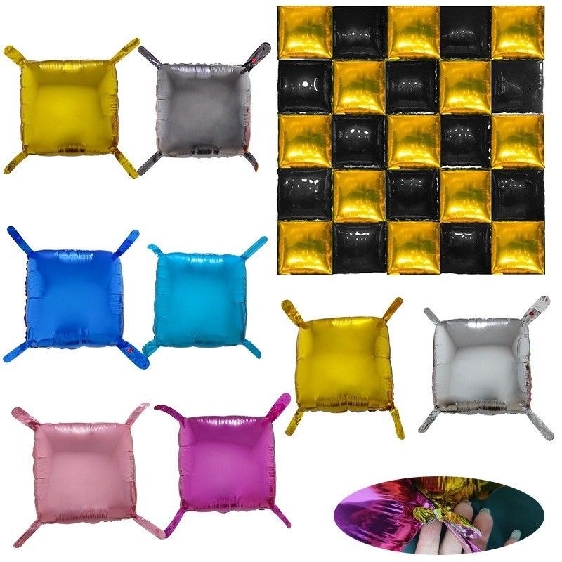 พร้อมส่งจากไทย : ลูกโป่งฟลอยด์ backdrop ขนาด30*30cm/ใบ หลากสีพร้อมที่สูบ
