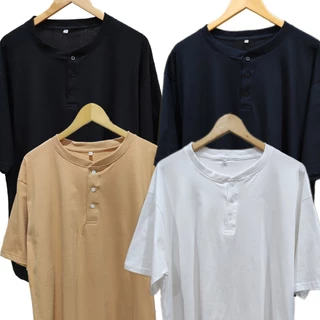 เสื้อยืดแขนสั้น คอกระดุม ไซส์ใหญ่ 2XL-5XL ผ้าคอตตอน เสื้อคอจีน Cotton semi 32 เกรดพรีเมี่ยม นุ่ม เบา สบาย ไม่อึดอัด