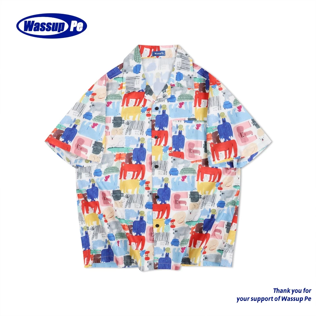 Wassuppe Hawaii Shirt เชิ้ตแขนสั้นลายดอกไม้ ทรงหลวม สไตล์ฮาวาย thumbnail 3