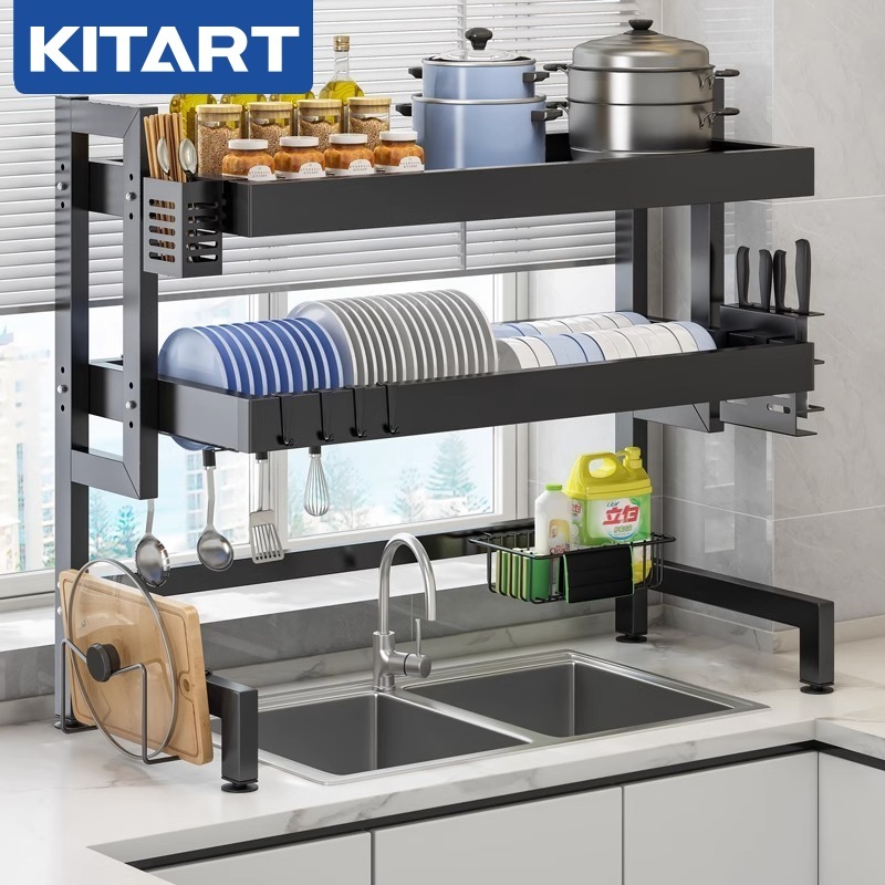 【ส่งออก24ชม】KITART ชั้นวางจาน คร่อมอ่างล้างจาน 125CM 2ชั้น ที่วางจาน สแตนเลส ใช้ได้นานไม่เป็นสนิม