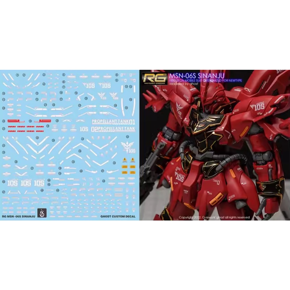 ดีคอลน้ำ Ghost Decal RG Sinanju MSN-06S