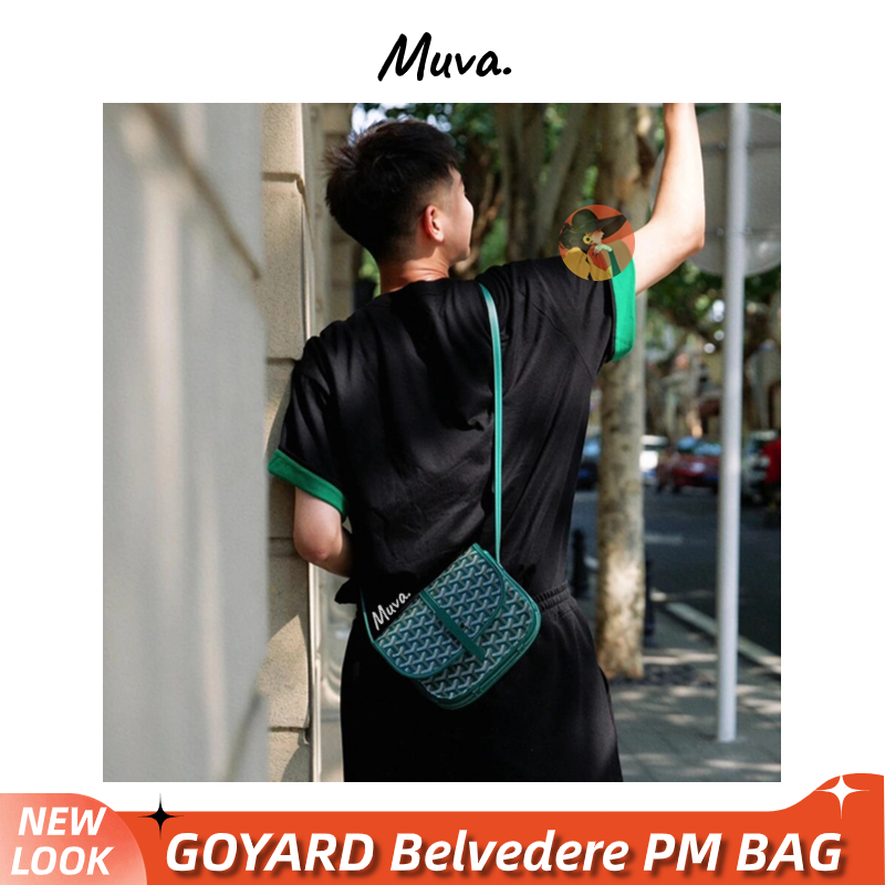 โกยาร์ด👜GOYARD Belvedere PM BAG ผู้ชายและผู้หญิง/สไตล์เดียวกัน/กระเป๋าสะพาย