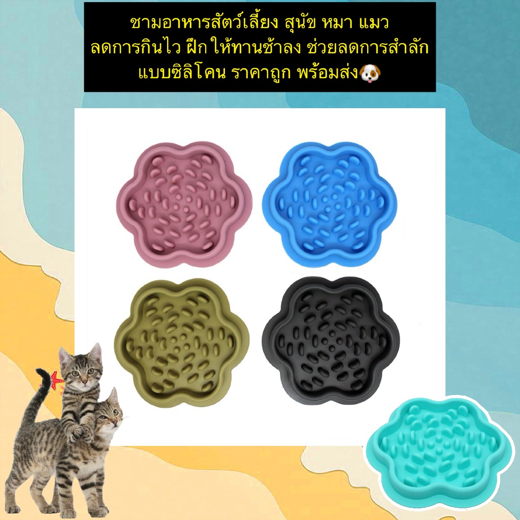 BN-1176 ชามอาหารซิลิโคนสำหรับสัตว์เลี้ยง 🐾 ช่วยฝึกให้กินช้าลง ป้องกันการสำลัก แบบปลอดภัย แข็งแรงทนทาน พร้อมส่ง!