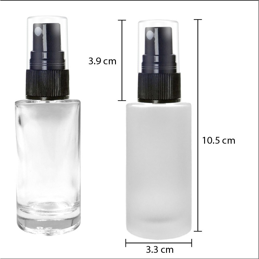 ขวดแก้วพร้อมหัวสเปรย์พลาสติกขนาดบรรจุ 30ml ใช้สำหรับบรรจุเซรั่ม สารสกัดของเหลวทุกชนิด แอลกอฮอลล์ ขวด