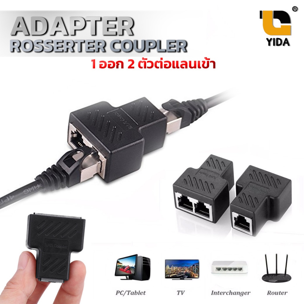 RJ45 Spitter Adapter 1 to 2 ตัวต่อแลนเข้า1ออก2