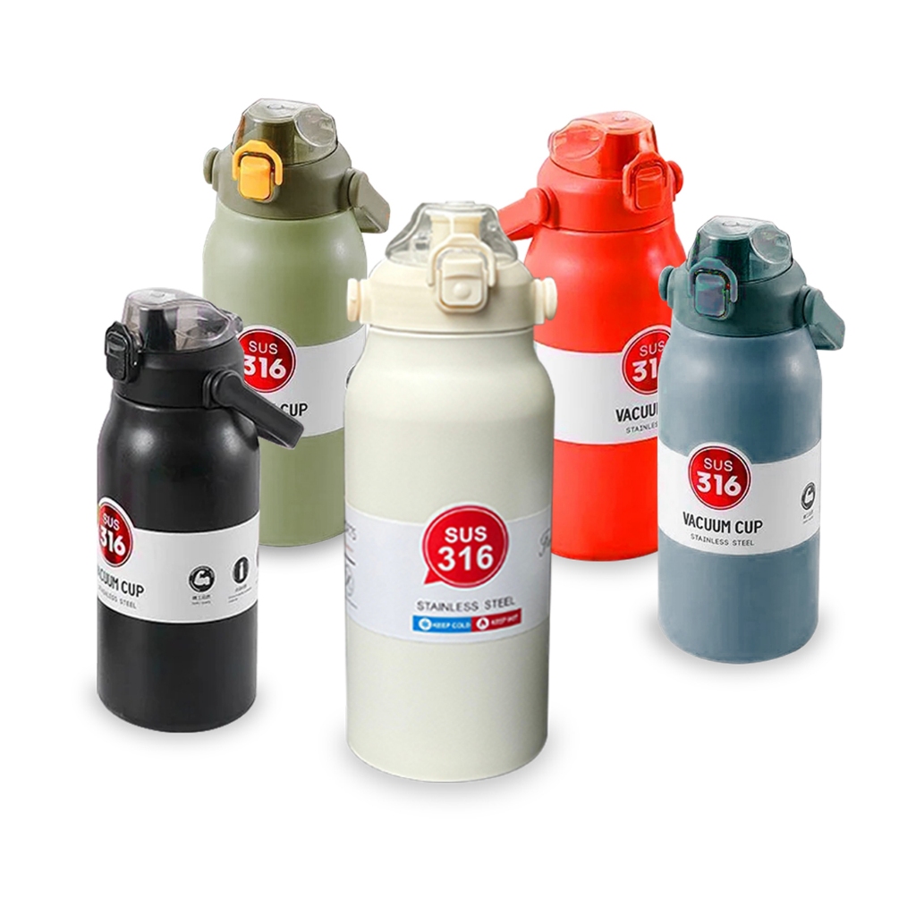 UNITBOMB กระติกน้ำ ฝาใหม่2หัว ดูด+ดื่ม 1.7Lเต็ม สแตนเลสเกรด316 กระบอกน้ำ ขวดน้ำ ได้ยาวนาน กระติกน้ำร้อนพกพา