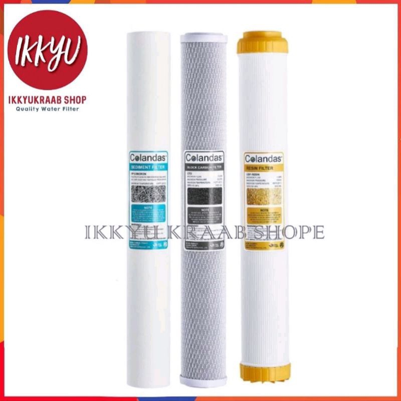 ชุดไส้กรอง Colandas 3 ขั้นตอน 20 นิ้ว PP+CTO+RESIN เส้นผ่าศูนยฺกลาง 2.5" ยาว 20"