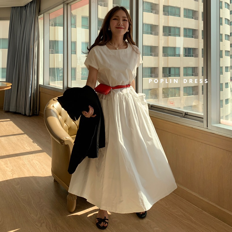 SOMEDRESS | POPLIN DRESS เดรสยาวแขนล้ำ