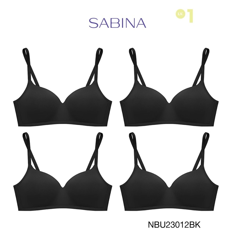 Sabina เสื้อชั้นใน (Set 4 ชิ้น) รุ่น Pretty Perfect Level 1 เสื้อชั้นใน ไร้โครง รหัส NBU23012BK - สี