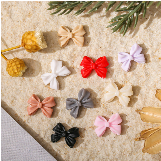 อะไหล่โบว์ติดเล็บ โบว์หางสั้น สวยมากกก โบว์เรซิ่นถุงบรรจุ 20 ชิ้น