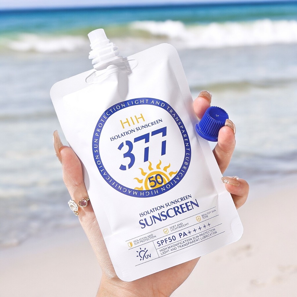 HIH ISOLATION SUNSCREEN 377 ครีมกันแดด SPF50 PA+++++ สามารถปรับสีผิวให้สม่ำเสมอ  ขนาด 100g.