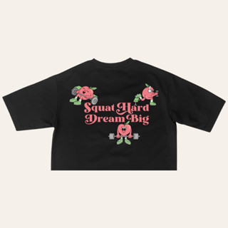 Crop Top - Squat Hard Dream Big - Premium Cotton Spandex (S)…