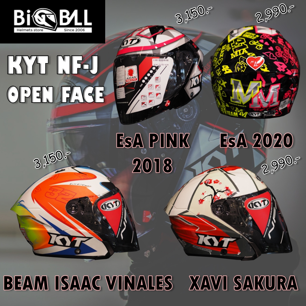 KYT NF-J หมวกกันน็อค OPEN FACE มีแว่นกันแดดด้านใน