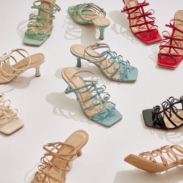 [ แจกคูปองลดในไลฟ์]25twentyfives - ( W01 ) รองเท้าส้นสูงรุ่นใหม่แต่งโบว์ สูง2.5นิ้ว wila shoes