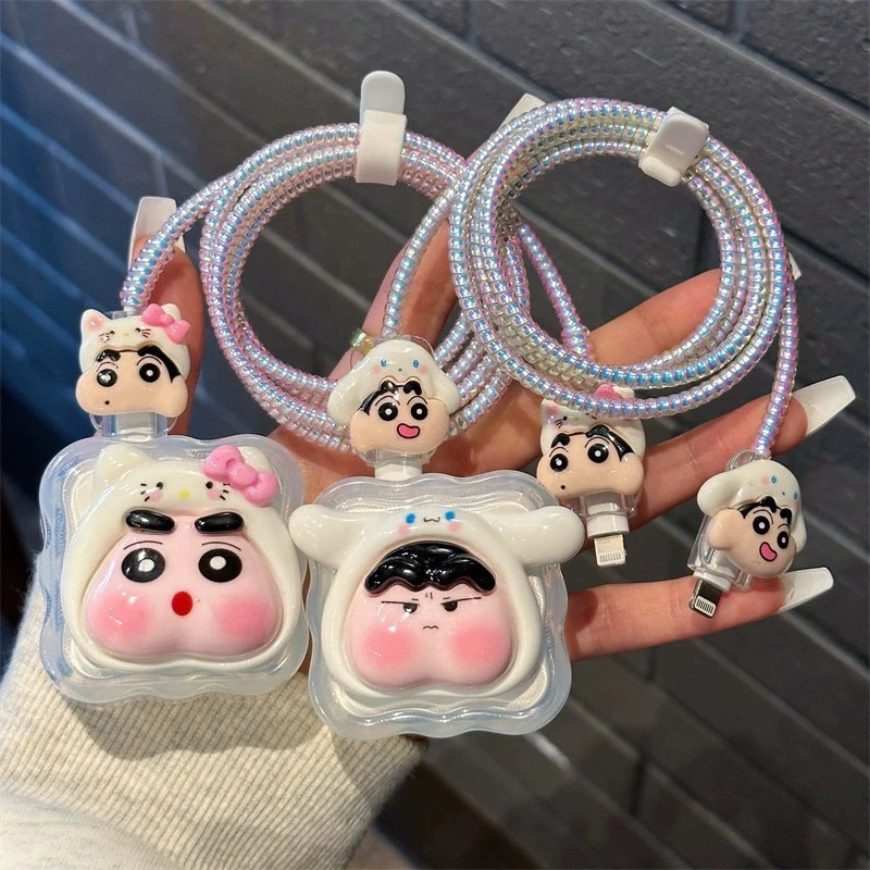 18W 20W สำหรับPhoneทุกรุ่น❗ได้ครบชุด❗Set Cable bite ถนอมสายชาร์จ ชินจัง Shin Chan