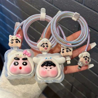 18W 20W สำหรับPhoneทุกรุ่น❗ได้ครบชุด❗Set Cable bite ถนอมสายชาร์จ ชินจัง Shin Chan