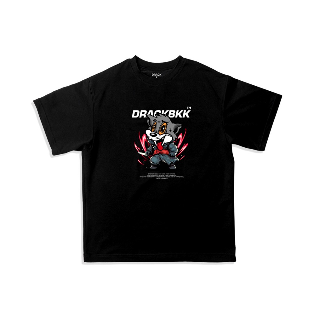 DRACK - KING CAT สีดำ เสื้อยืดคอกลม